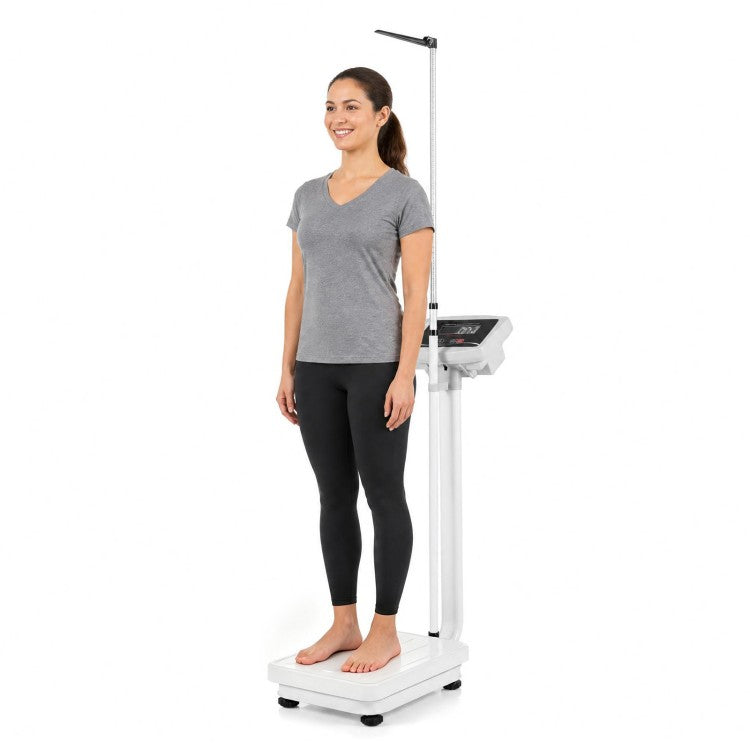 Digital Height & Weight Scale with Height Rod, 400 lb Capacity, LED Display & Rechargeable Battery