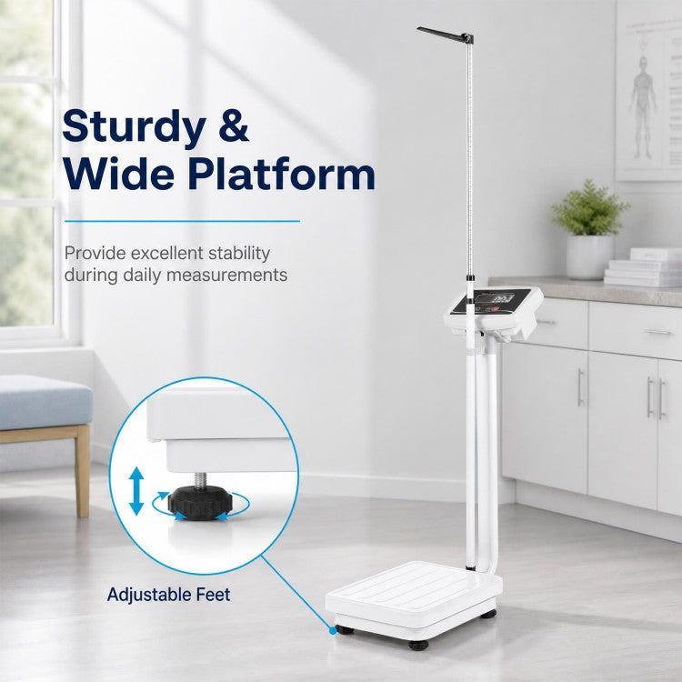 Digital Height & Weight Scale with Height Rod, 400 lb Capacity, LED Display & Rechargeable Battery