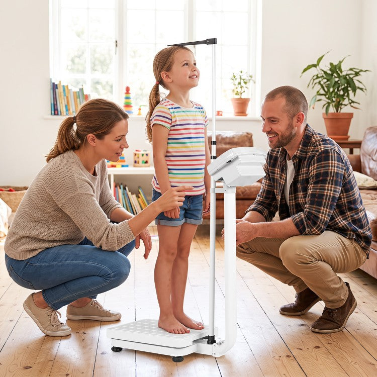 Digital Height & Weight Scale with Height Rod, 400 lb Capacity, LED Display & Rechargeable Battery