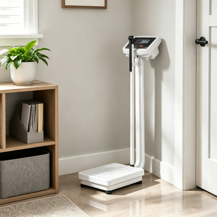 Digital Height & Weight Scale with Height Rod, 400 lb Capacity, LED Display & Rechargeable Battery