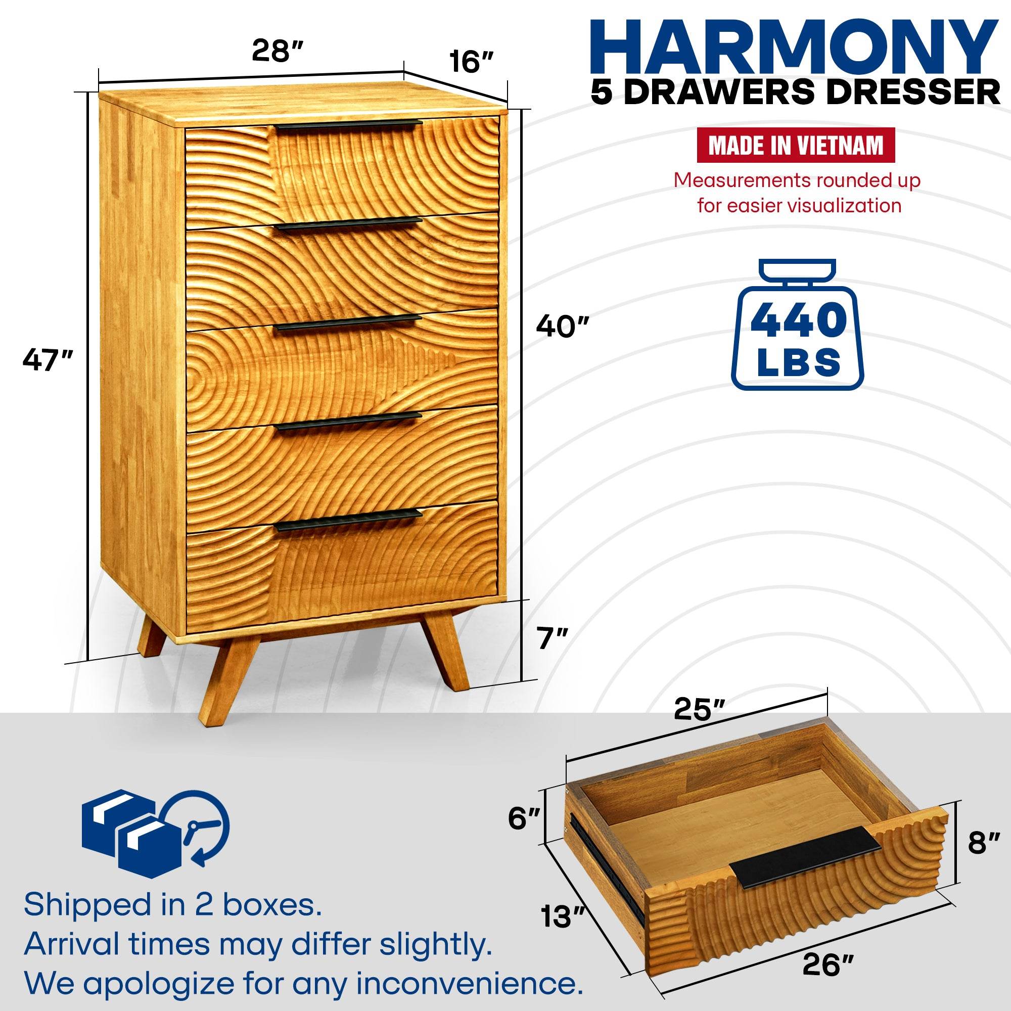 Harmony Dresser with 5 Drawers 