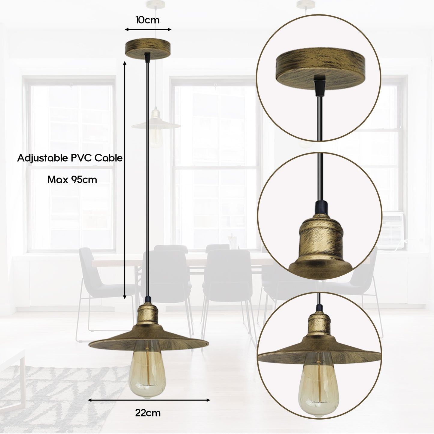 Modern Metal Flat Brushed Brass Pendant Lighting~ 1567