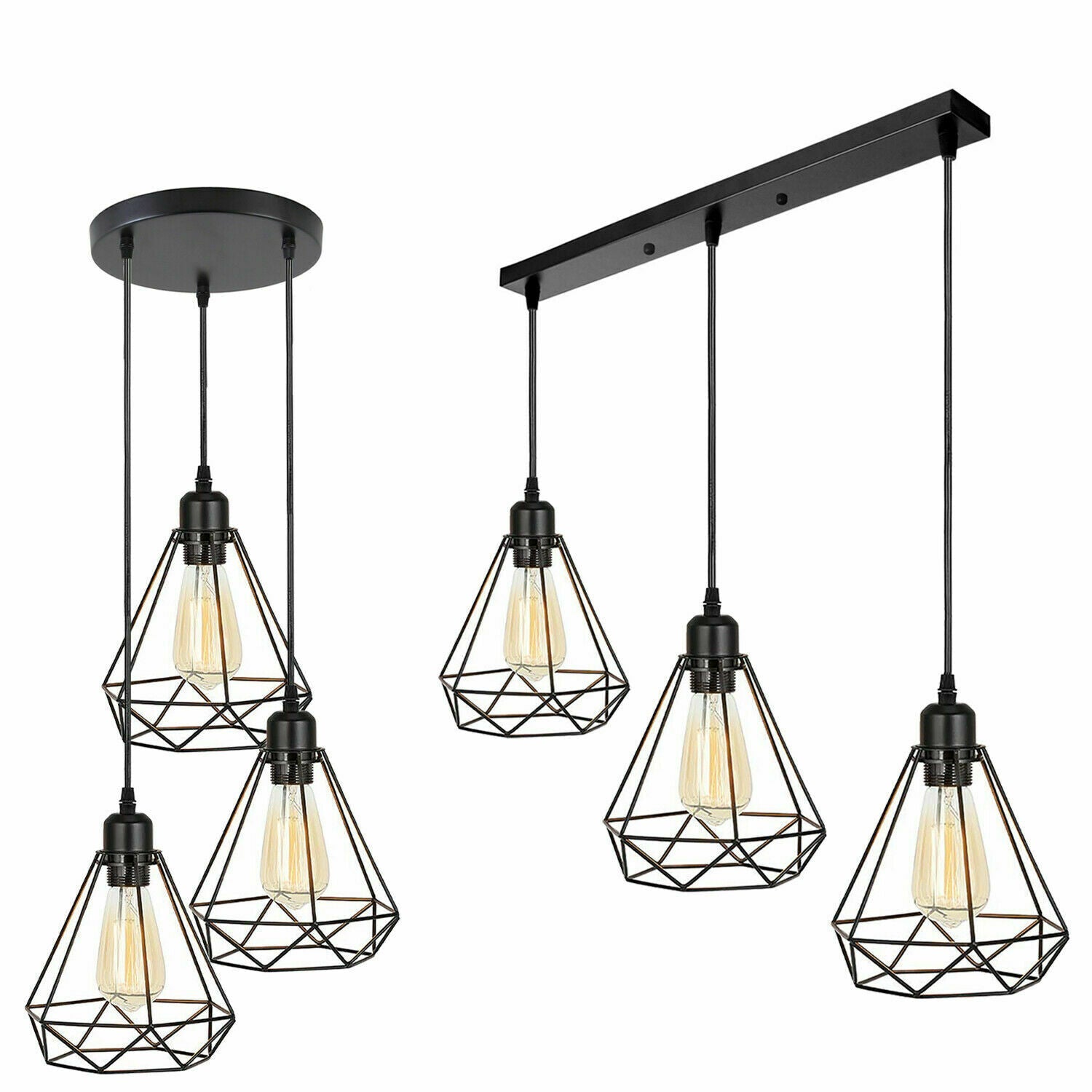 Industrial Geometric Cage Pendant Lamps Ceiling Light Fixtures~1176