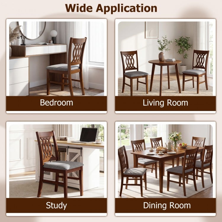 Dining Chairs Set of 2 Dining Room Chairs with Padded Seat for Kitchen Living Room-Walnut