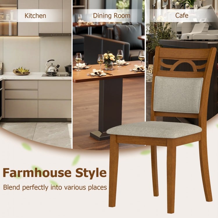 Dining Chairs Set of 2 Dining Room Chairs with Rubber Wood Frame-Brown