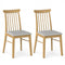 Dining Chairs Set of 2 Fabric Upholstered Kitchen Armless Chairs with Rubber Wood Frame-Natural