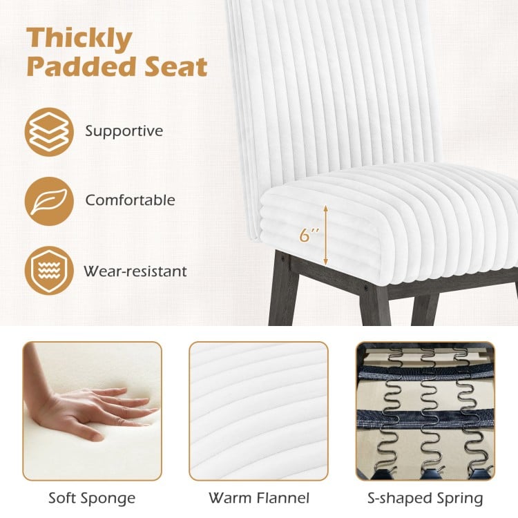 Dining Chairs Set of 2 Fabric Upholstered Kitchen Chairs with Padded Seatand Rubber Wood Legs-White+Grey