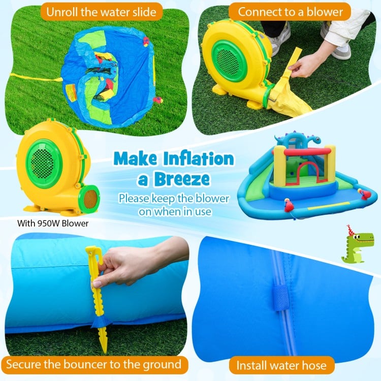 Dinosaur-themed Inflatable Water Slide Park Kids Inflatable Bounce House
