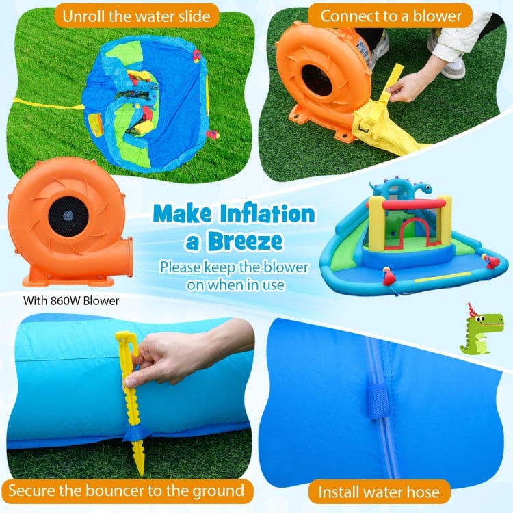Dinosaur-themed Kids Inflatable Bounce House Inflatable Water Slide Park