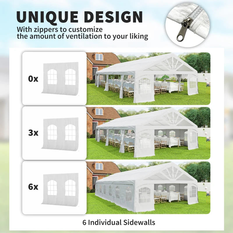 Heavy Duty Party Tent, 20' x 40' Large Sun Shade Canopy Tent for Parties, Wedding, Events, BBQ Grill, White