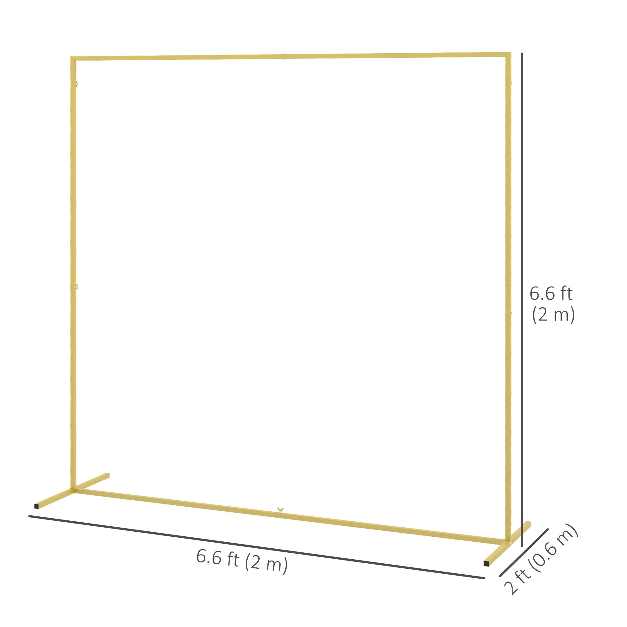 Outsunny 6.6x6.6FT Square Metal Wedding Arch, Gold Backdrop Stand for Parties, Bridal Showers, Graduations 