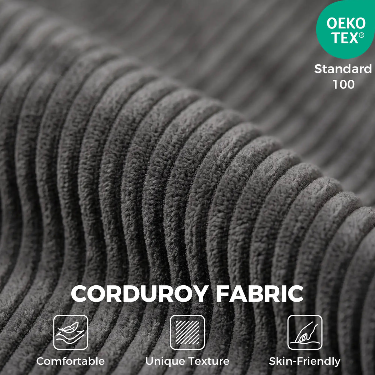 51.2-Inch Folding Chair Bed with Pillow, Corduroy Upholstered Sleeper Chair, Modular Floor Sofa, Dark Grey