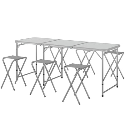 Outsunny 6-Person Folding Picnic Table Set: Portable Camping Table and Chairs with Aluminum Frame, Ideal for Outdoor - Grey 