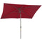 6.5x10ft Patio Umbrella, Rectangle Market Umbrella with Aluminum Frame and Crank Handle, Garden Parasol Outdoor Sunshade Canopy, Wine Red