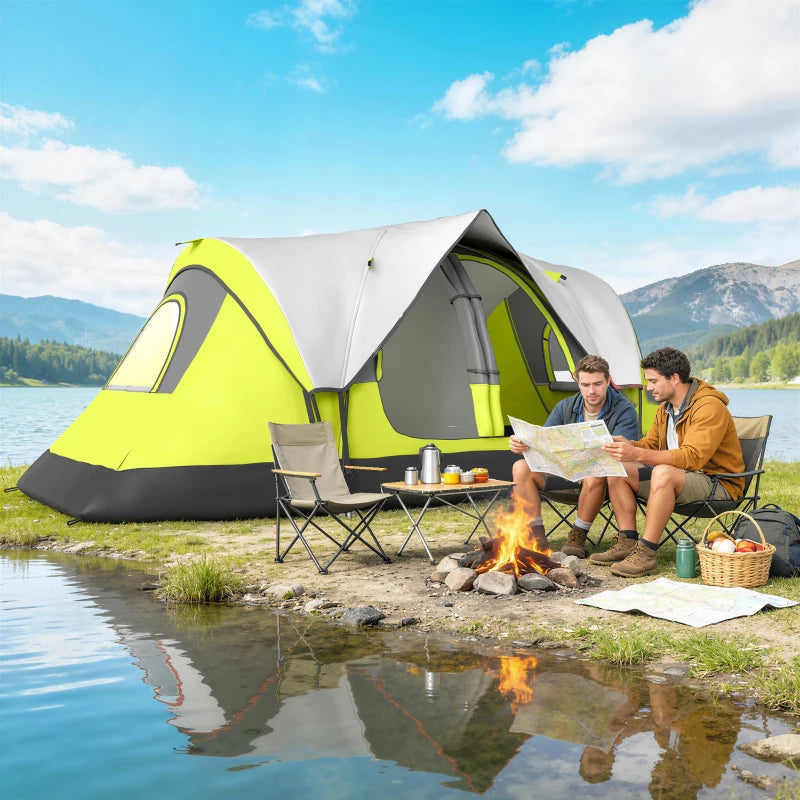 Camping Tent for 6-8 Man with 2000mm Waterproof Rainfly and Carry Bag for Fishing Hiking Festival, Green