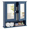 Double Door Wall-Mounted Bathroom Mirror Cabinet with Storage Shelf-Blue
