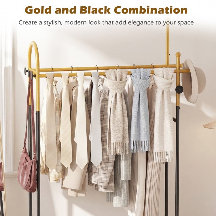 Double Rods Garment Rack for Hanging Clothes-Gold