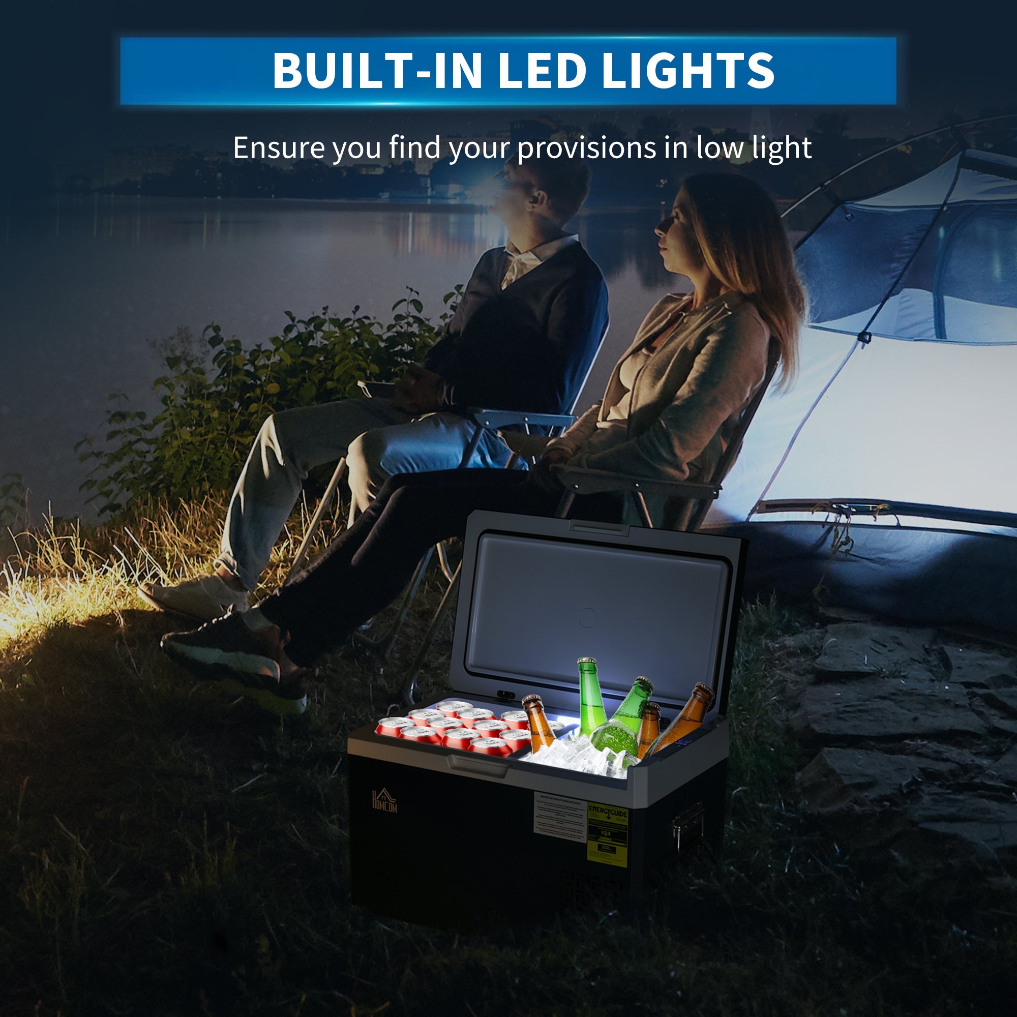 HOMCOM Portable Car Fridge, 32 Quart Dual Zone, 12/24V DC and 100V-240V AC, for Campervan, RV, Boat, Travel, -4℉-68℉ Range 