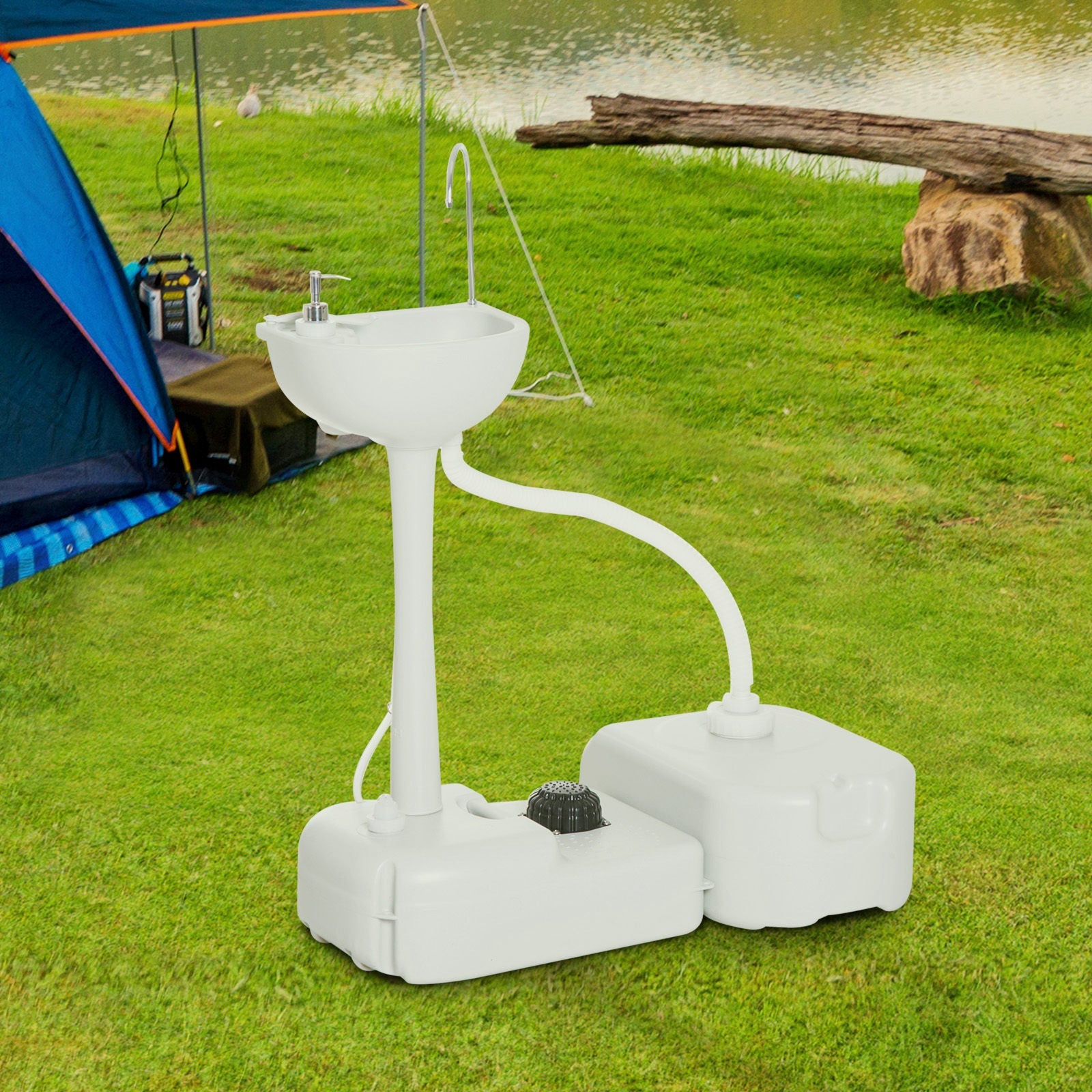 Outsunny Portable Camping Hand Wash Station Sink with 17L Fresh Water Tank 24L Waste Tank Soap Dispenser Outdoor 