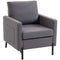 Accent Chair Modern Upholstered Armchair with Side Pockets and Cushion for Bedroom, Living Room, Dark Grey