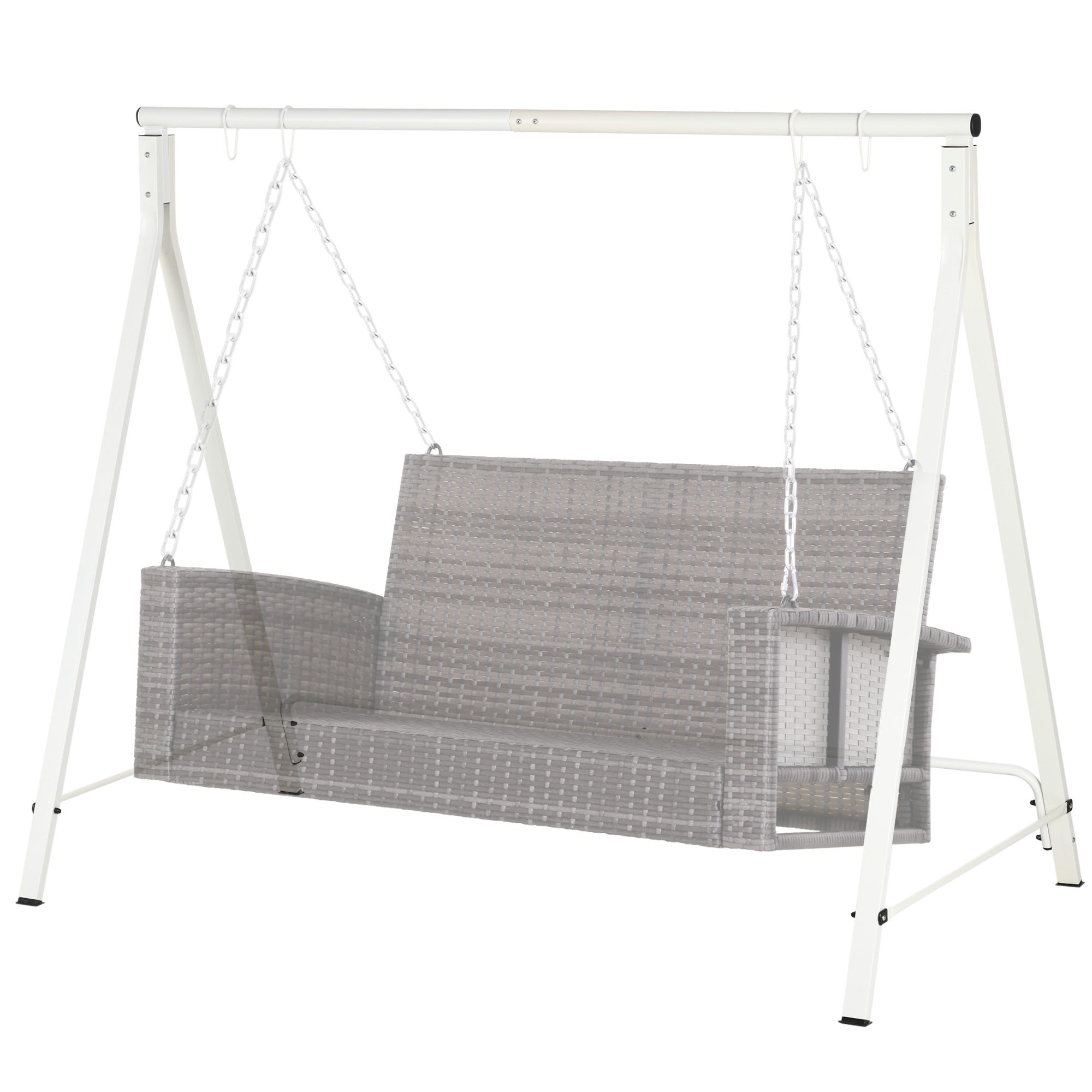Outsunny Metal Swing Stand Swing Frame, Hanging Chair Stand Only, 528 LBS Weight Capacity, for Backyard, Patio, Lawn, White 
