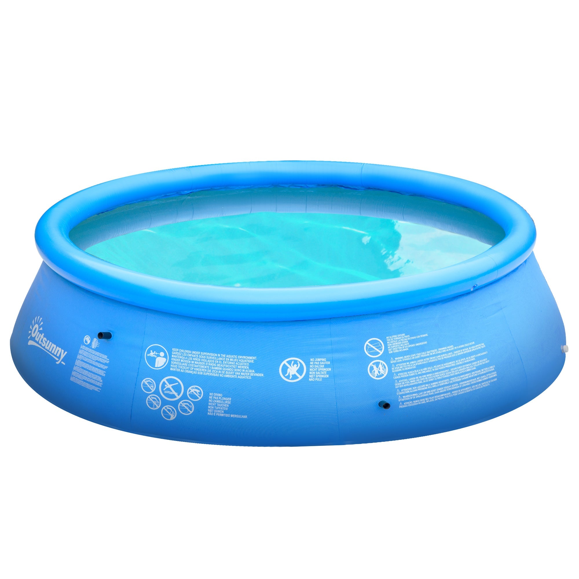 Outsunny Large Family Inflatable Swimming Pool Round Blow Up Paddling Pool with Hand Pump for Kids Adults 107"x30" Blue 