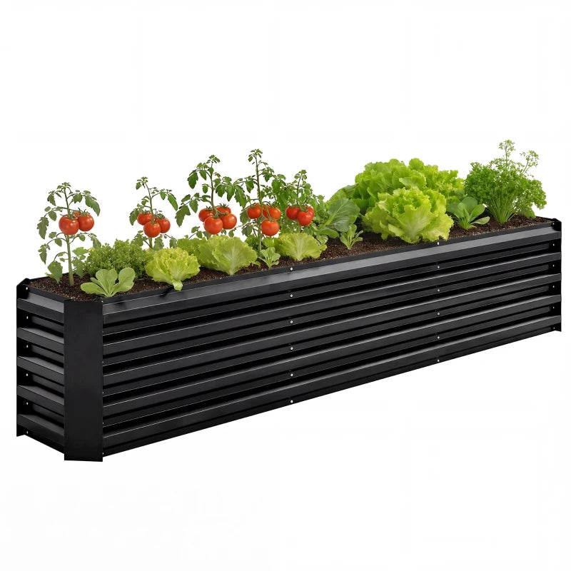 8 x 1.3 x 1.5ft Galvanized Raised Garden Bed, Reinforced Outdoor Planter Box with Open Bottom, Black