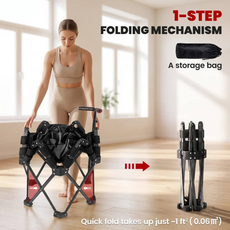 42-Inch Foldable Mini Fitness Trampoline with Adjustable Handlebar – 400 lb Capacity