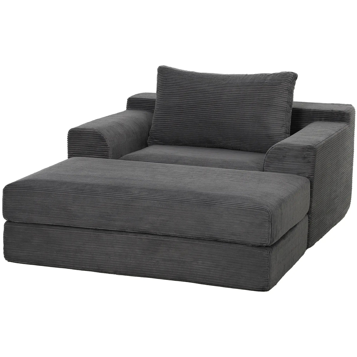 51.2-Inch Folding Chair Bed with Pillow, Corduroy Upholstered Sleeper Chair, Modular Floor Sofa, Dark Grey