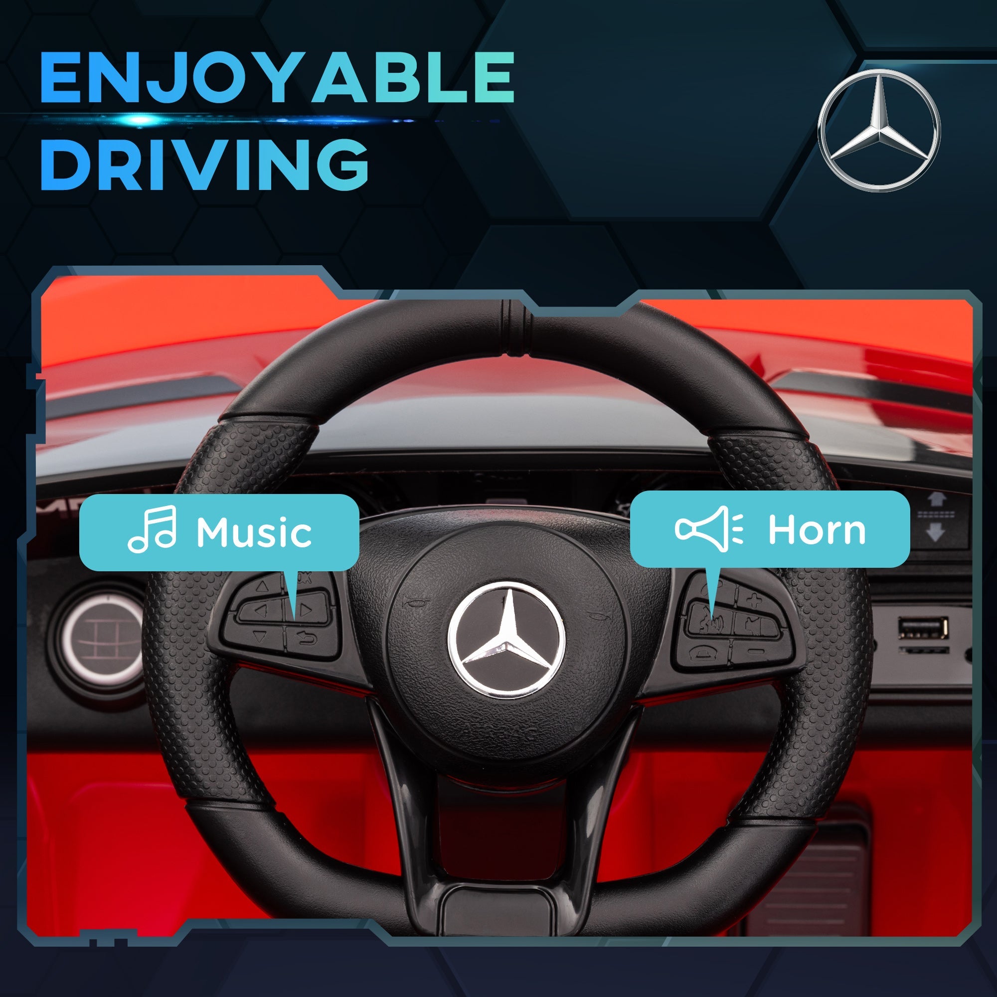 Qaba Mercedes-Benz AMG GTR Licensed 12V Battery Powered Kids Electric Car w/ Remote, Soft Start, Lights, Music Horn Red 