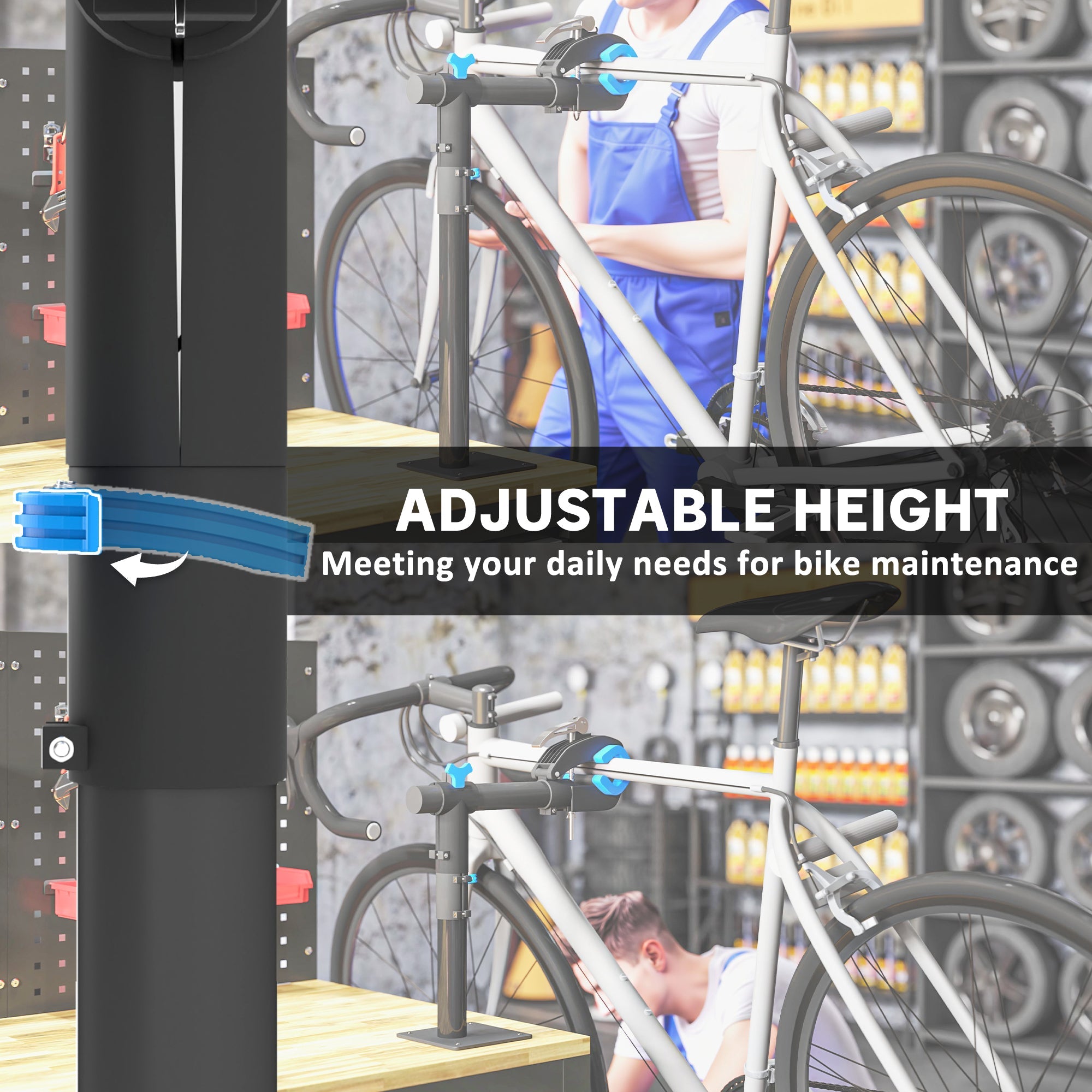 HOMCOM Bicycle Repair Stand, Wall Mount Bicycle Maintenance Rack Workstand with Adjustable Clamp for Road Mountain Bikes 