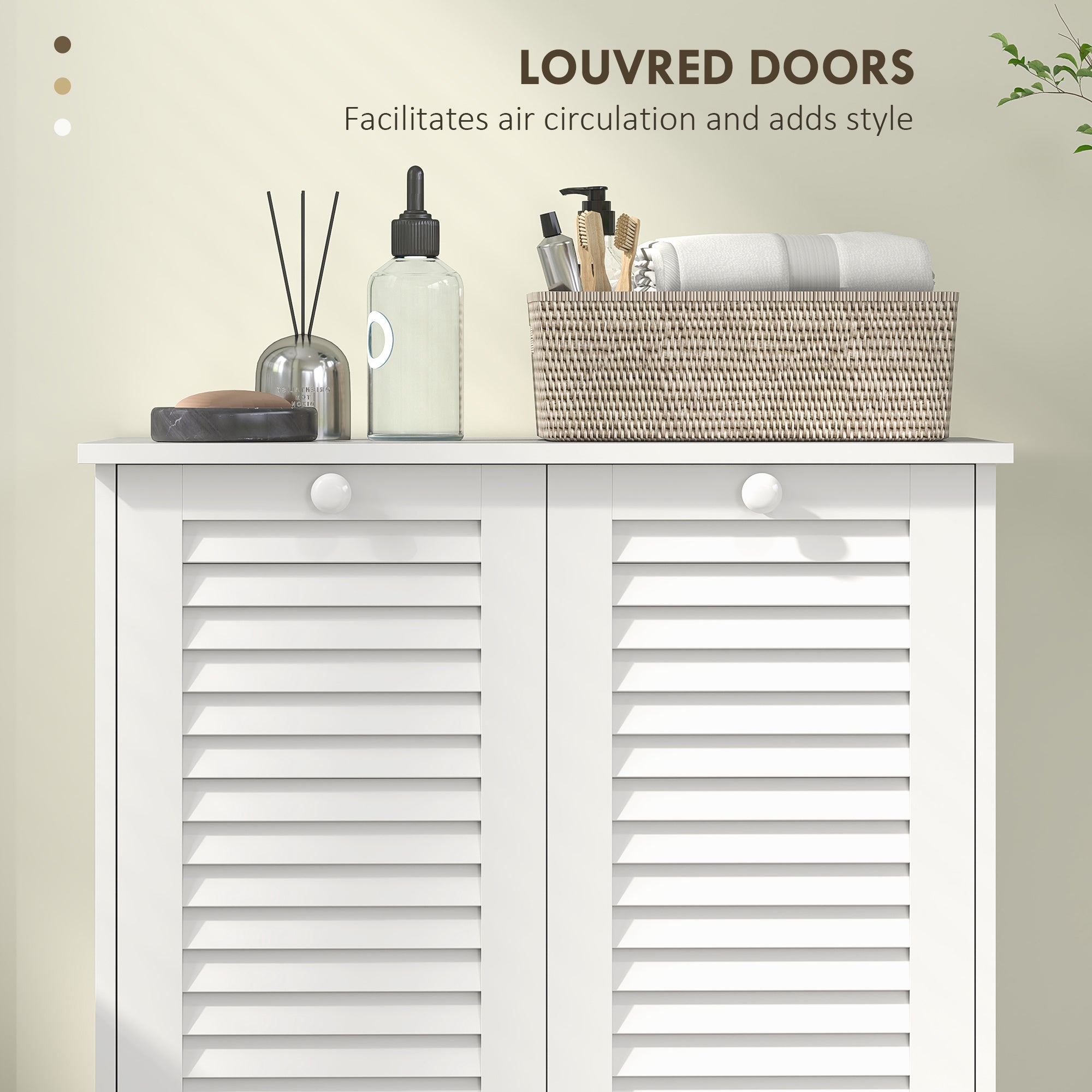 HOMCOM Tilt Out Laundry Cabinet, Laundry Basket Cabinet with 2 Baskets and 2 Louvered Doors, White 