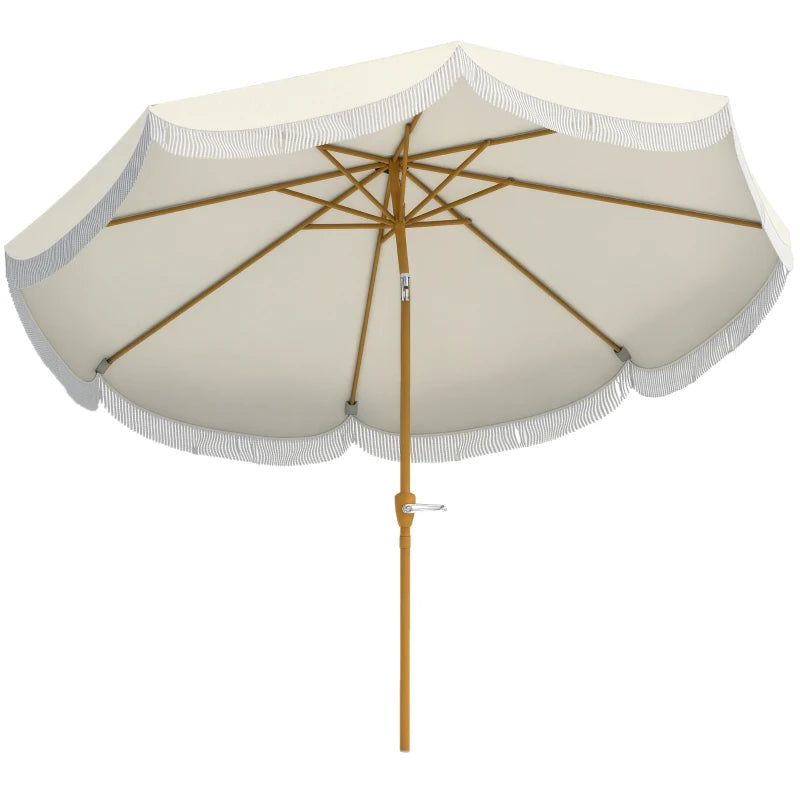 9FT Patio Umbrella Parasol, UPF 30+ Outdoor Market Umbrella with Crank, 8 Ribs, Push Button Tilt, Cream White