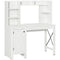 Computer Desk with Storage, 47 Inch Farmhouse Home Office Desk with Open Shelves and 2-Tier Cabinet, White