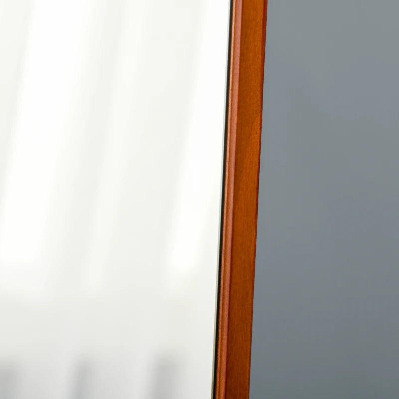 Full Length Mirror for Bedroom, Free Standing Dressing Mirror, Wall Mirror with Wood Frame, 15" x 61", Light Walnut