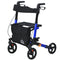 HOMCOM Rollator for Seniors with Seat, Back, Cane Holder, Aluminium Folding Rolling Walker with Adjustable Handle, Bag, Blue