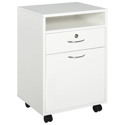 HOMCOM Lockable Filing Cabinet: 24" Vertical Mobile Cabinet for Secure Office Storage, White 