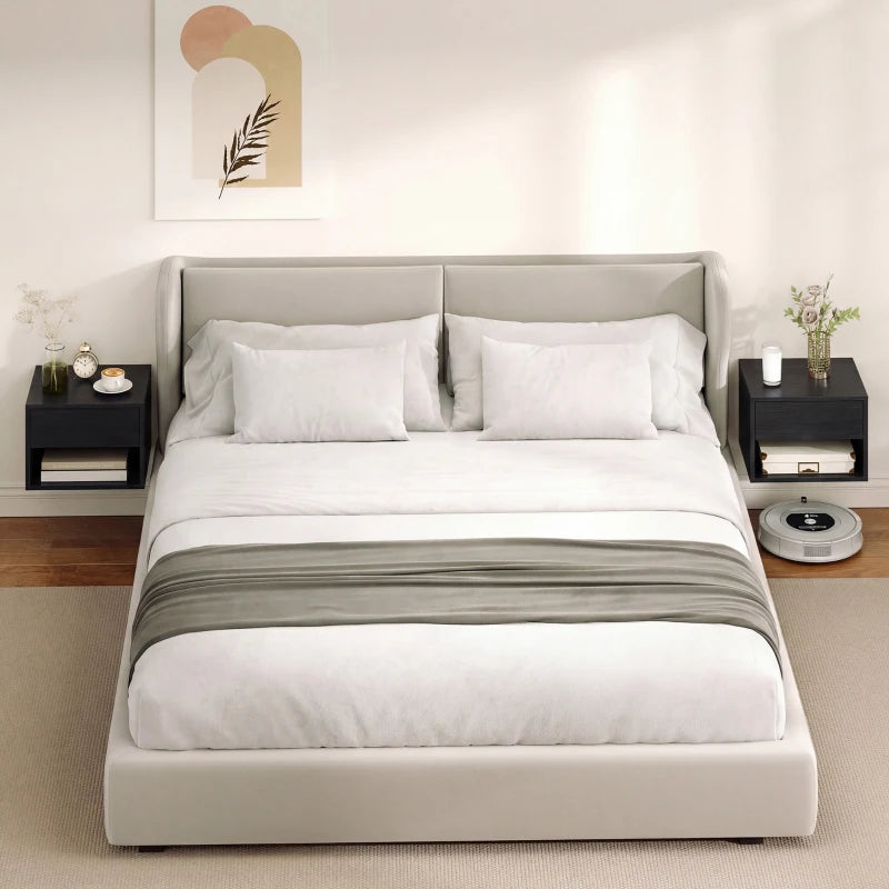 Floating Nightstand Set of 2, Wall Mounted Bedside Table with Drawer for Bedroom Black