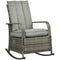 Outsunny Rattan Wicker Rocking Chair Outdoor Patio Recliner with Cushion Adjustable Footrest Grey