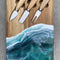 Bamboo Charcuterie Board  Ocean Inspired Serving Board with Cheese Knives, 14