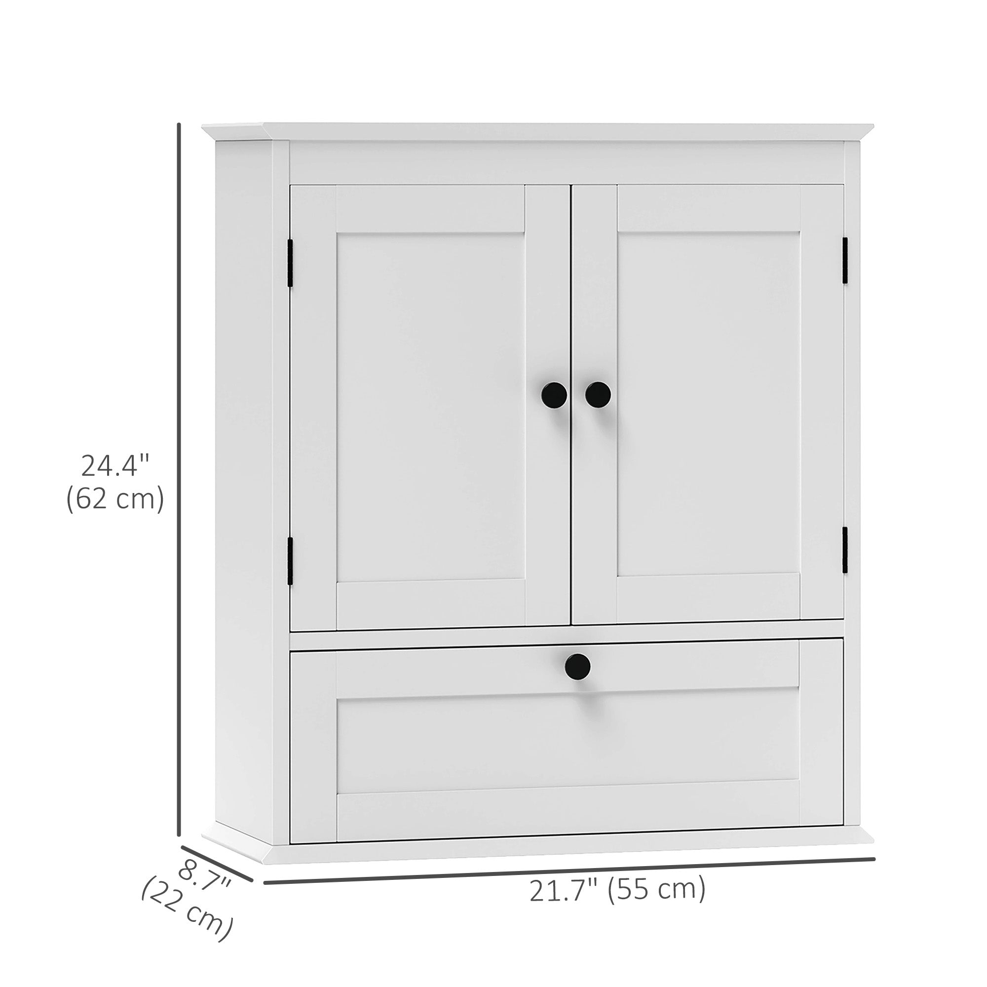 HOMCOM Medicine Cabinet with Adjustable Shelf, Bathroom Wall Cabinet Bathroom Cabinet with Recessed Panels, White 