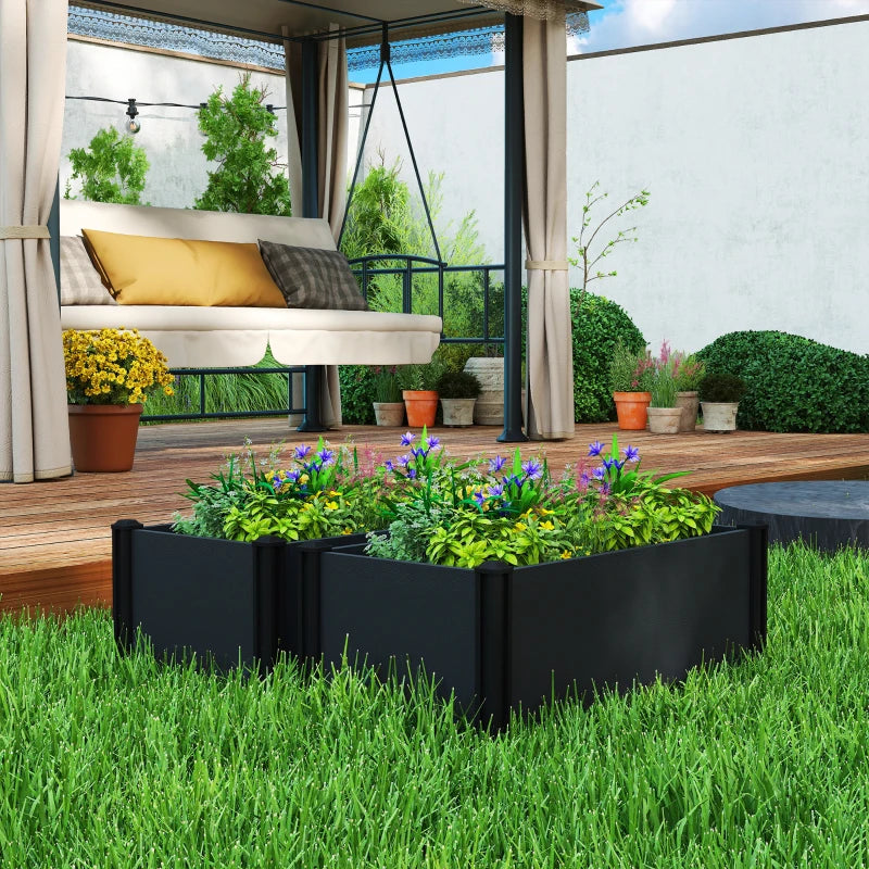 Vinyl Raised Garden Bed Kit, Set of 2 Elevated Garden Boxes with Open Bottom, Screwless Outdoor Planter Box