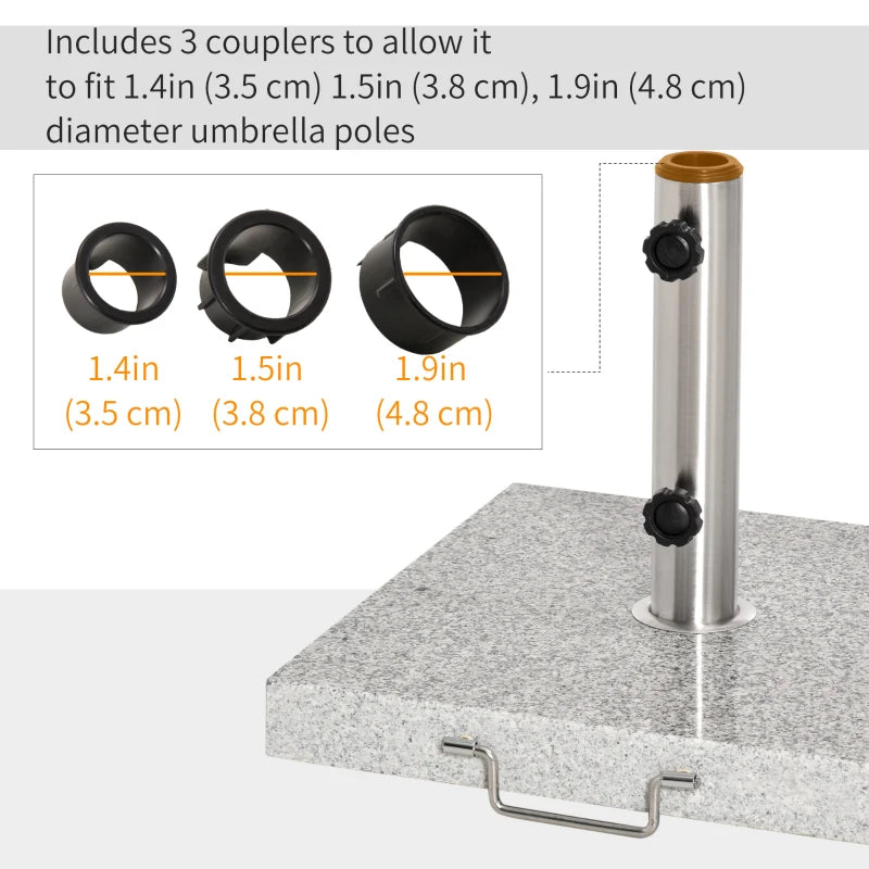 55 lbs Marble Square Umbrella Stand 16.5" Market Heavy Holder Base w/ Wheels, Grey