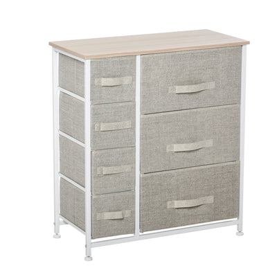 HOMCOM 7-Drawer Storage Cabinet: Fabric Bins, Metal Frame for Versatile Organization, Grey 