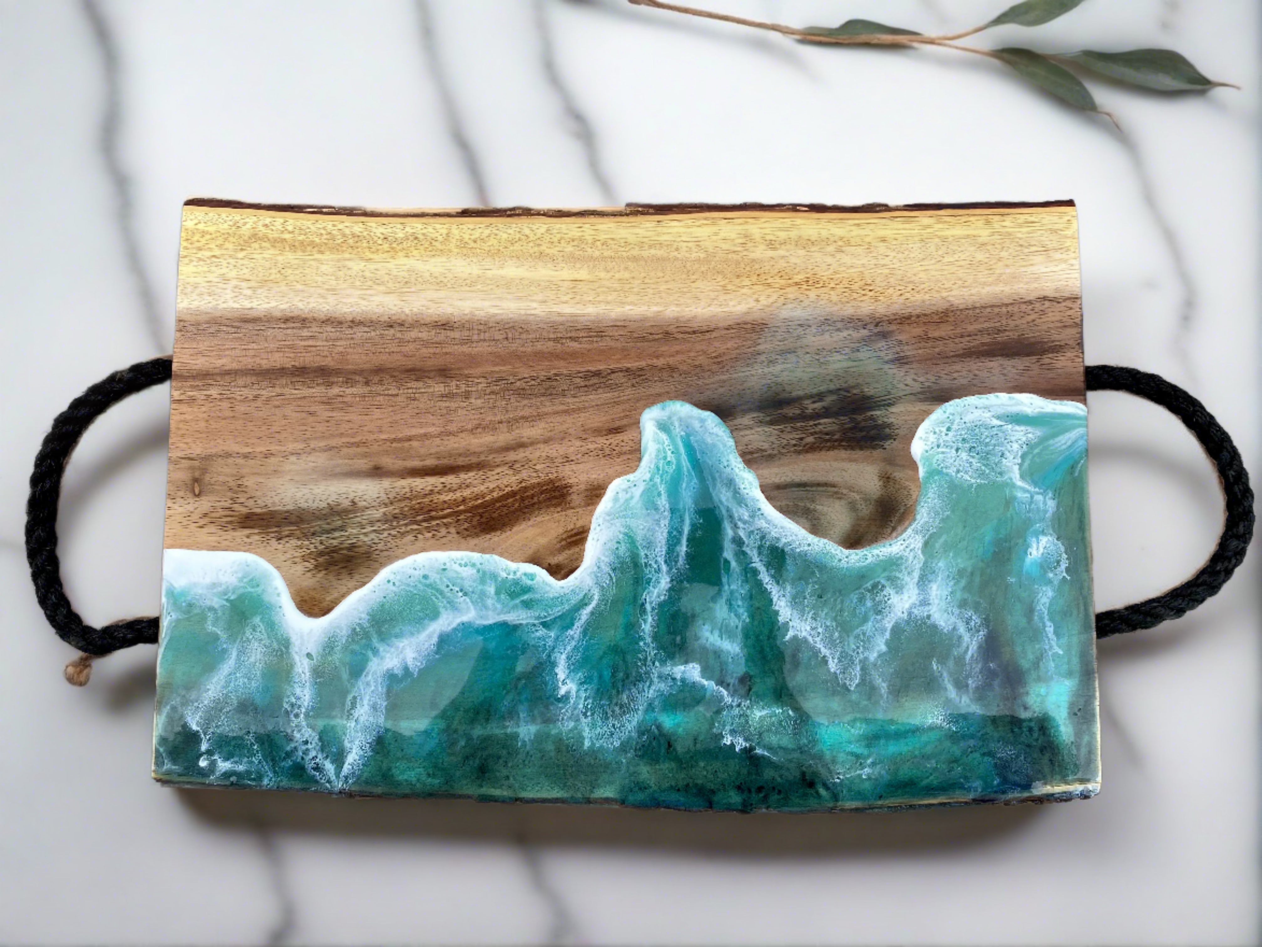 Live Edge Charcuterie Board with Rope Handles 