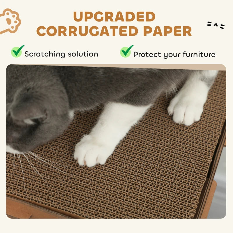 Multi-Level Cardboard Cat House, Corrugated Cardboard Play Condo with Scratching Pads for Indoor Kittens