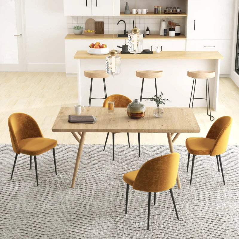 Modern Dining Chairs, Mid-Back Velvet-touch Upholstery Side Chair, Table Chair for Living Room, Dining Room, Yellow, Set of 4