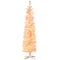 HOMCOM 6' Flocked Christmas Trees, Pencil Prelit Artificial Christmas Tree with Snow Branches, Pink