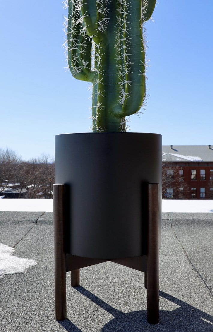 Rica - Mid-Century Modern Plant Stand With Black Planter (Multiple Sizes) 