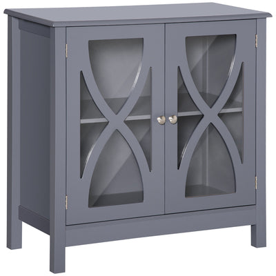 HOMCOM Dining Delight: Kitchen Sideboard w/ Glass Door, Buffet Cabinet, Accent Cupboard, Adjustable Shelf for Dining Living Room, Grey 
